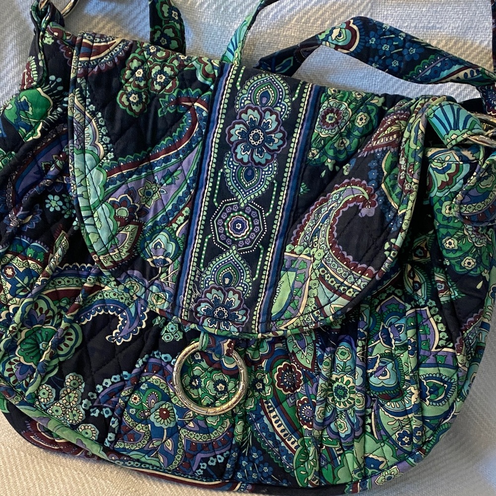 Vera Bradley Paisley Shoulder Bag in Green and Blue crossbody